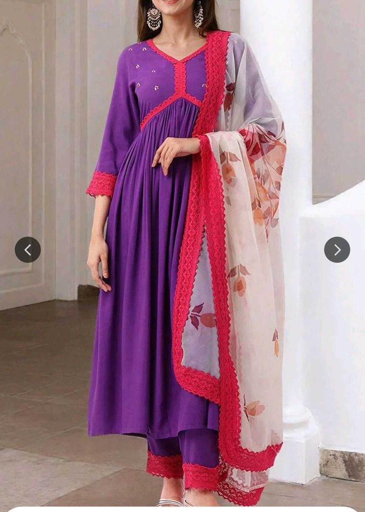 Vibrant Purple Kurta Set with Dupatta