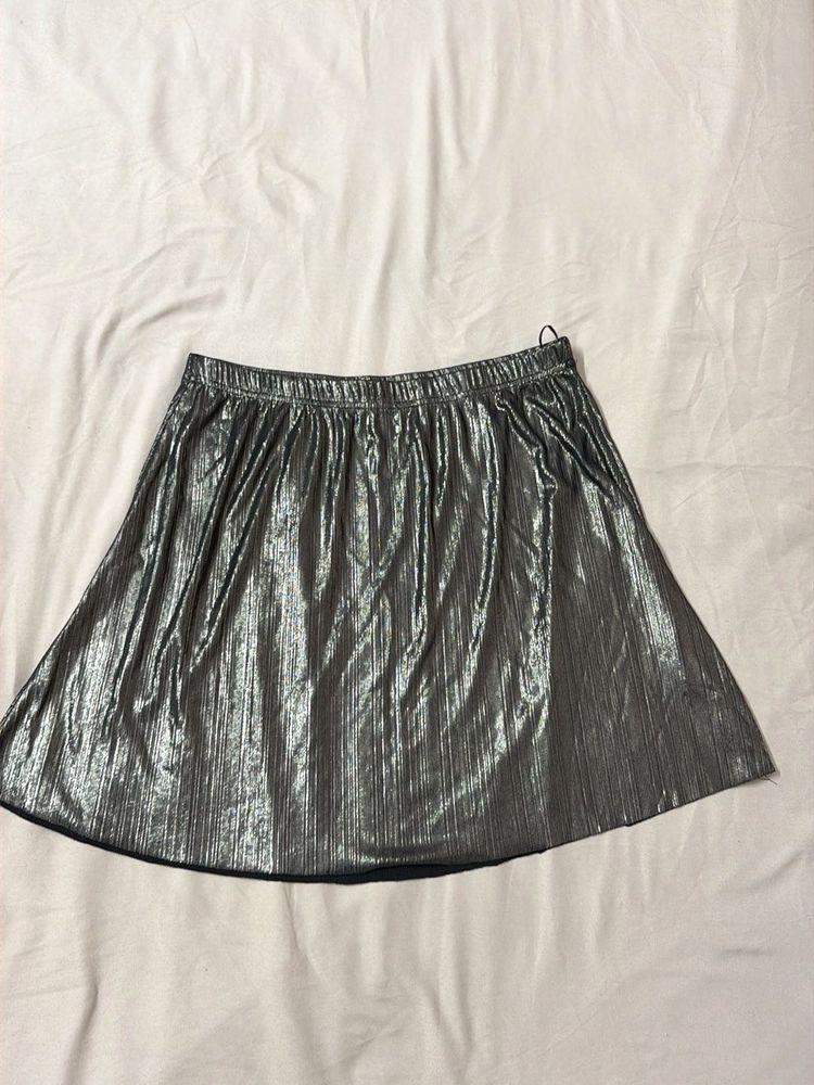 Metallic Pleated Skirt