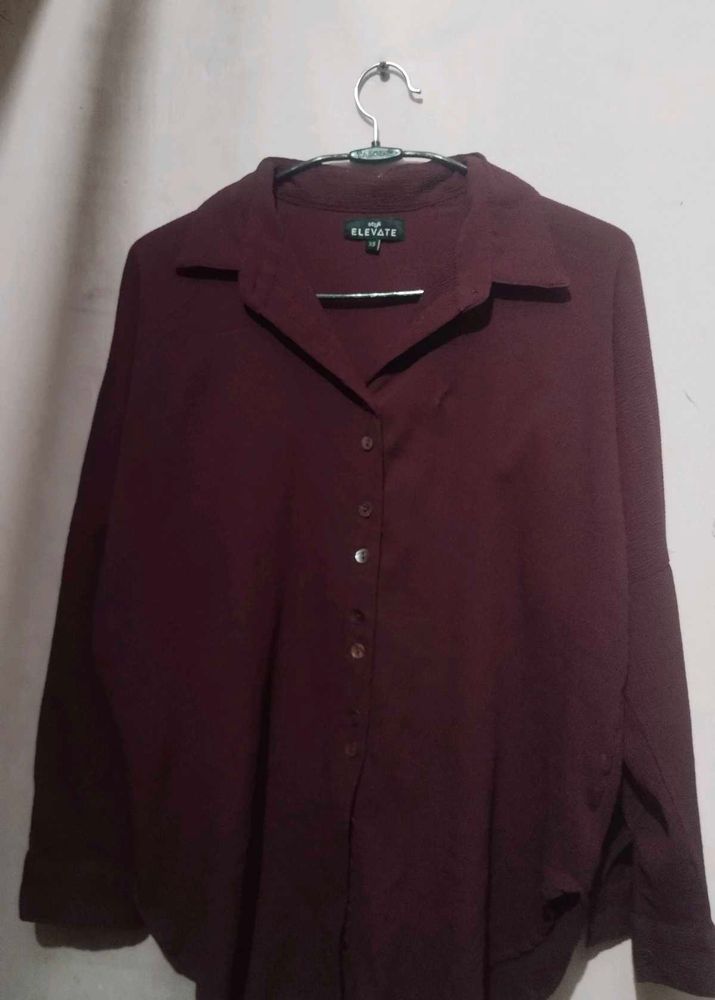 Elevate Women's Solid Maroon Shirt