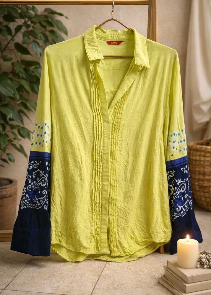 W Neon Yellow Printed Shirt