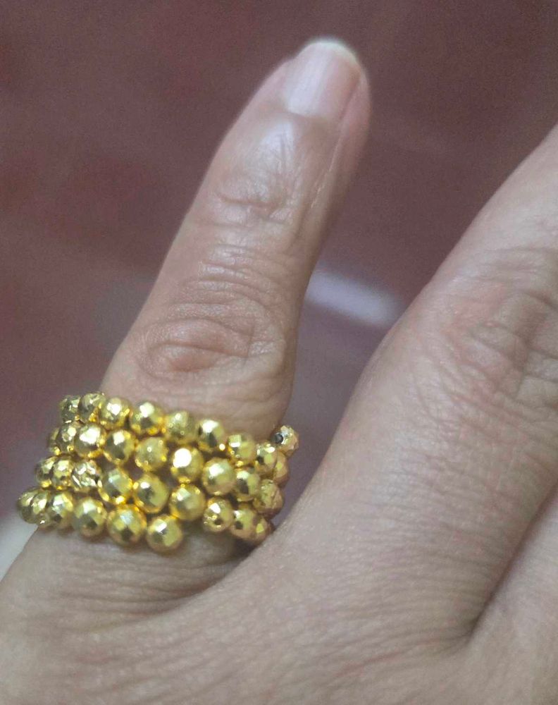 Handmade pyrite gemstone ring