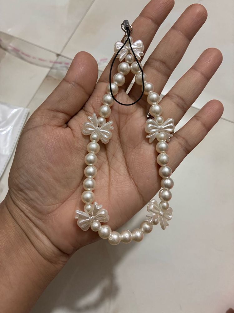 Pearl Beaded Phone Charm