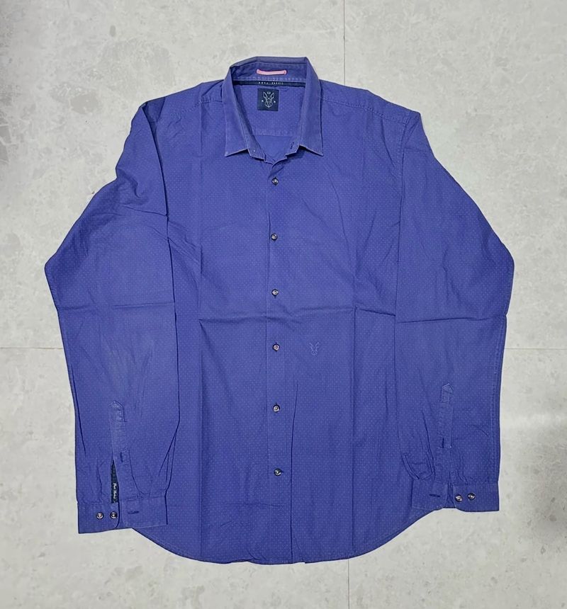 Rare Rabbit Men's Blue Patterned Dress Shirt