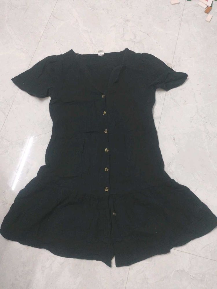 Black Button-Up Mini Dress