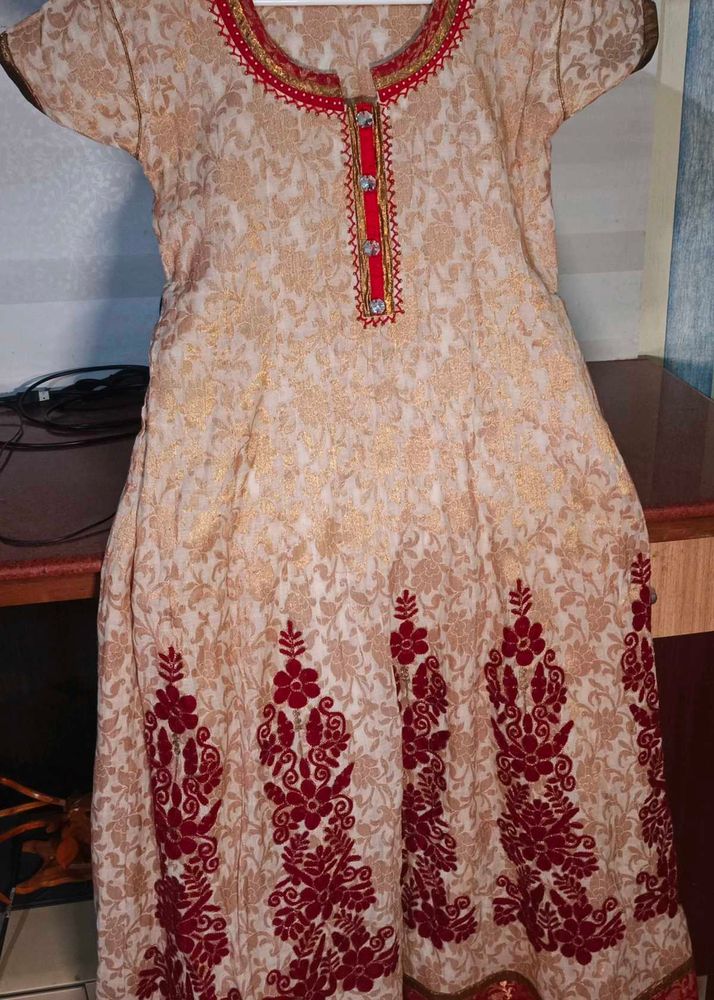 Designer Kurta with Red Embellishments