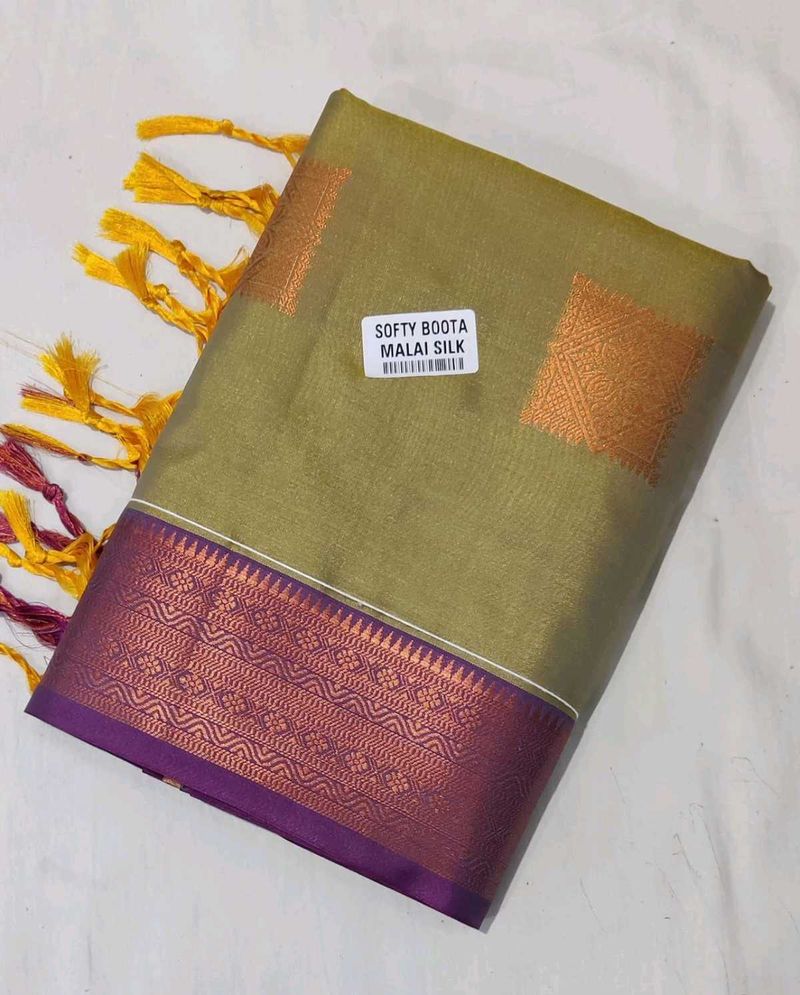 Softy Allover Boota Malai Silk Saree