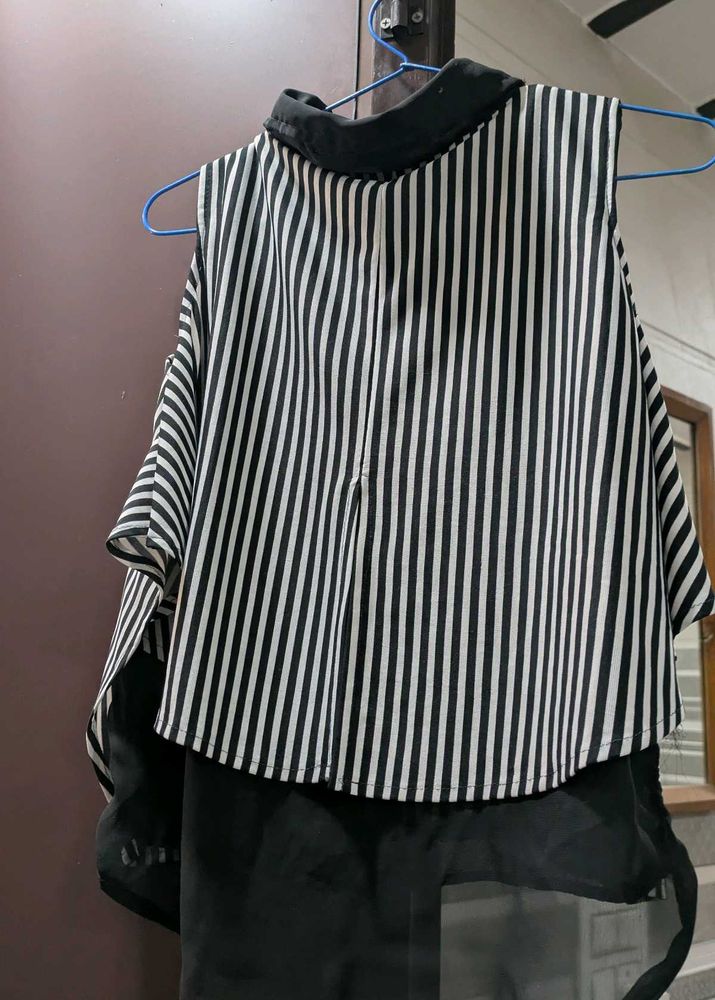 Striped Cold Shoulder Top