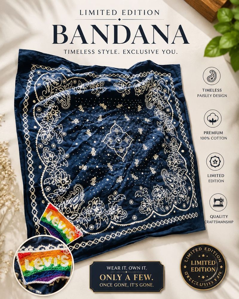 LEVIS Limited Edition Navy Paisley Bandana Scarf