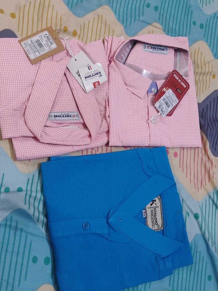 Men's Checked &amp; Solid Shirts (3 pcs)