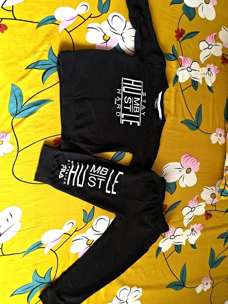 Black "Hustle" Sweatshirt &amp; Pants Set