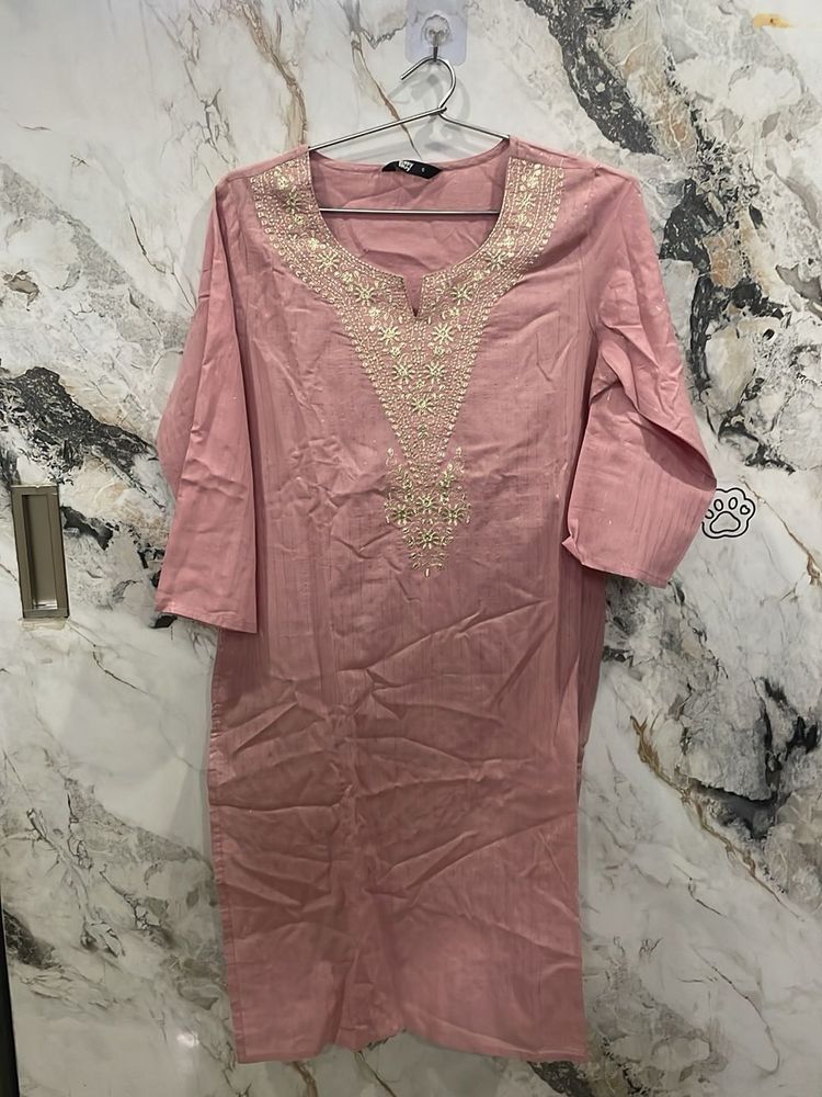 Pink Embroidered Kurta