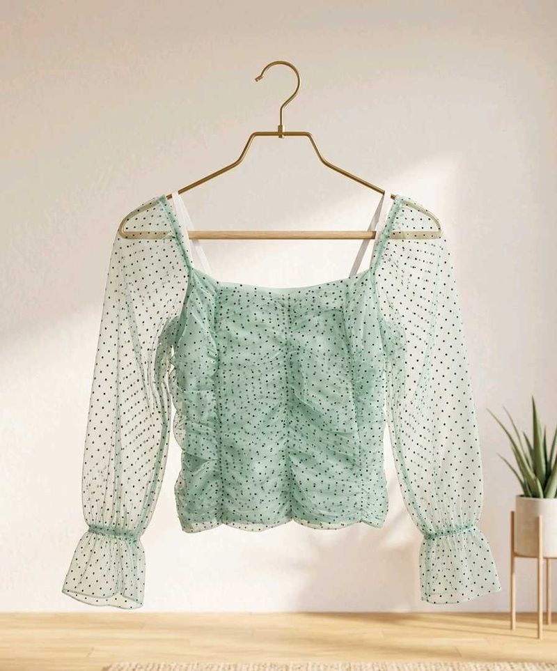 Sheer Polka Dot Mesh Top