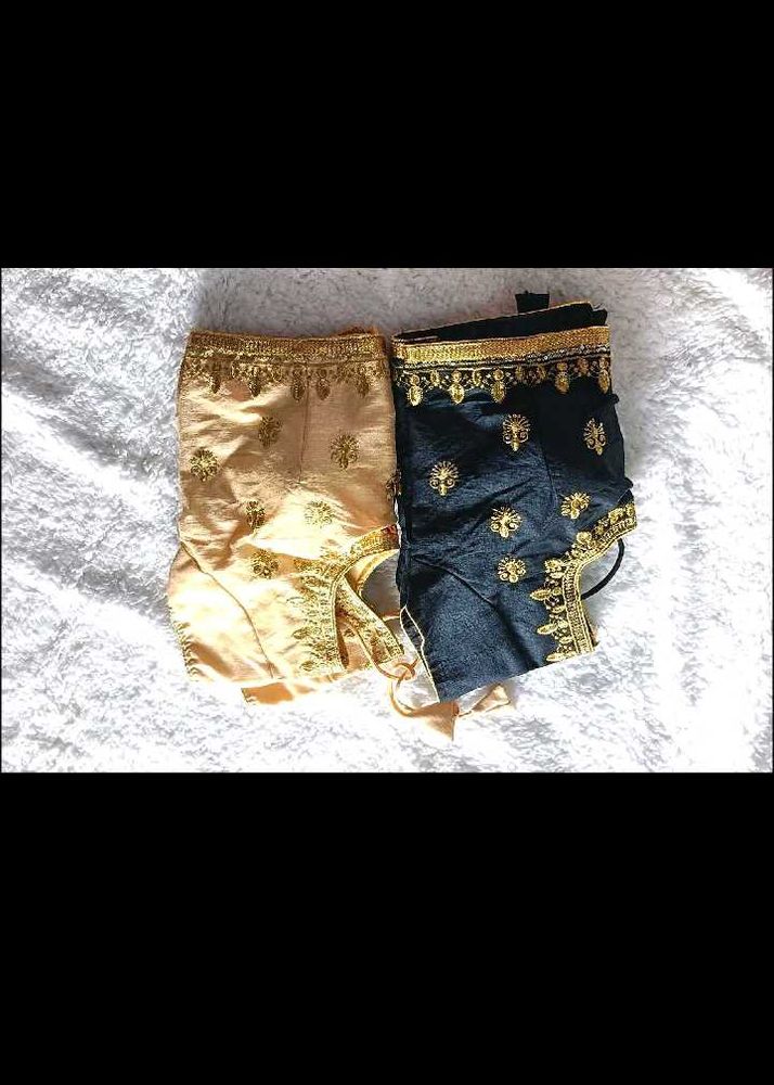 Embroidered Blouse Set - Gold &amp; Navy