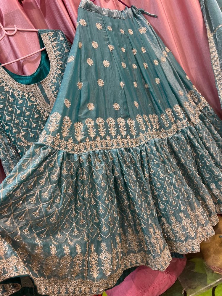 Teal Embroidered Lehenga Choli