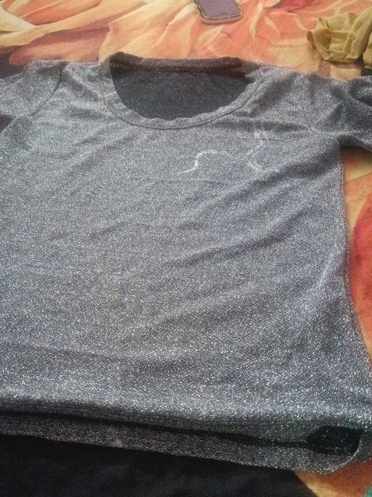 Sparkly Grey Long Sleeve Top,,,,