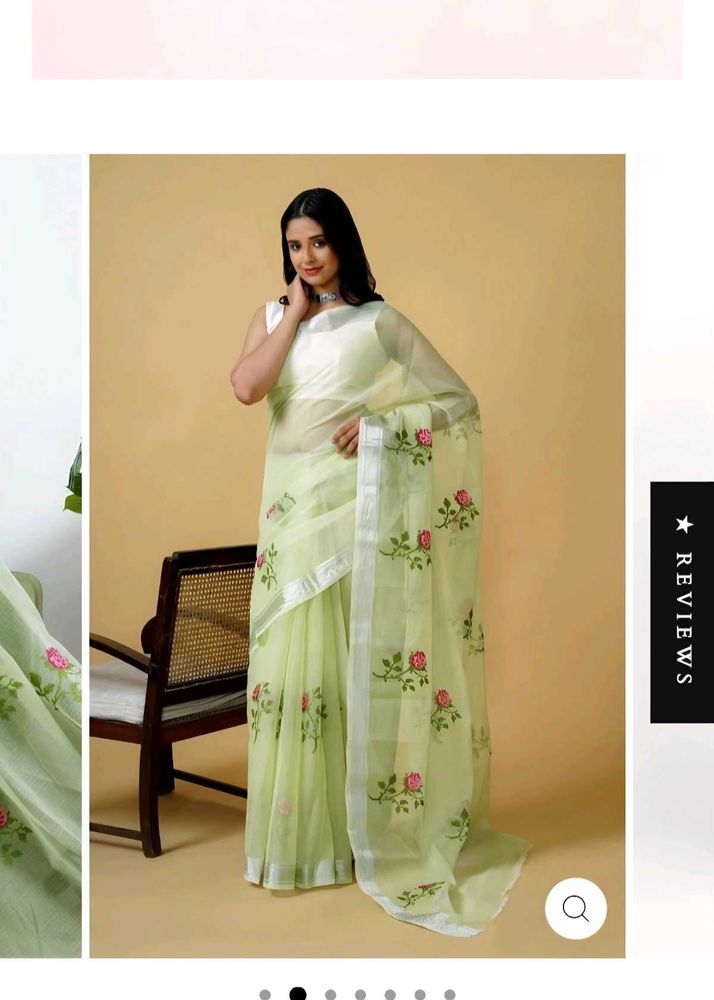 Beautiful Light Green Floral Saree
