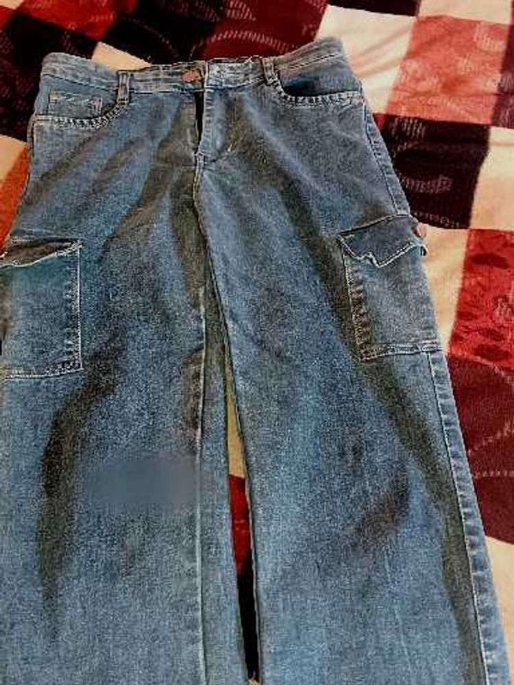 Blue Denim Cargo Jeans