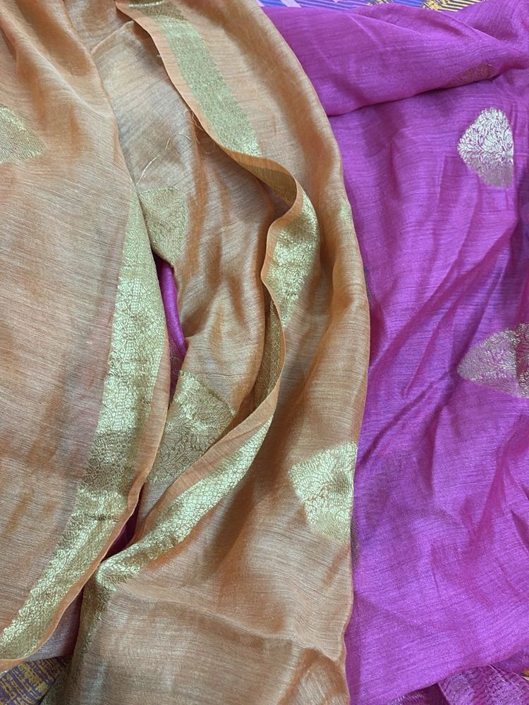 Elegant Silk duptta with Gold Border