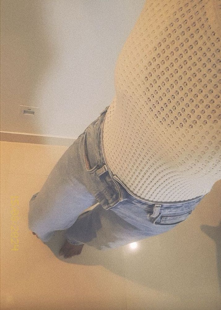 Off White Waffle Knit Full Sleeve Top 🤍