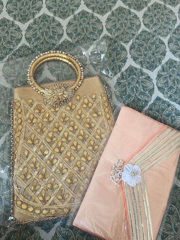 Combo of 2- Elegant Ethnic Bag &amp; Potli Clutch