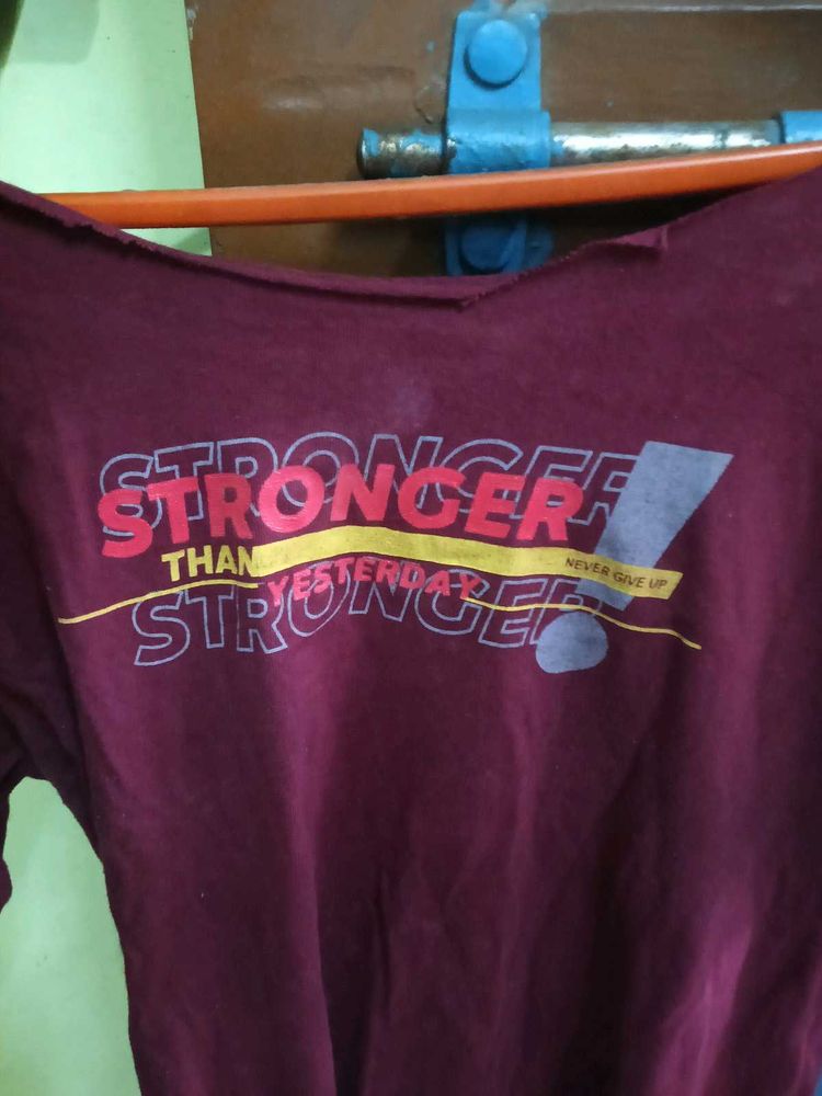 Maroon "Stronger Than Yesterday" T-Shirt