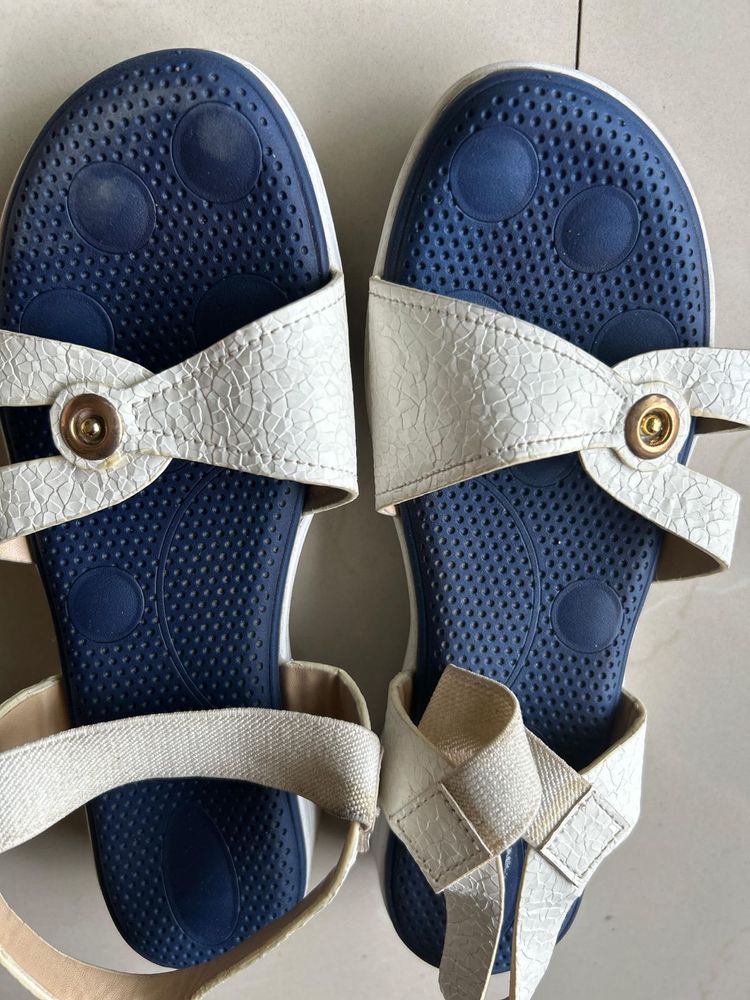 White &amp; Blue Sandals