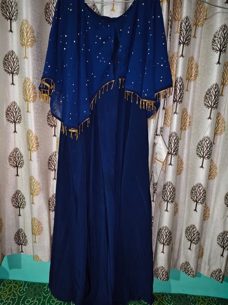 Elegant Navy Blue Embellished Gown