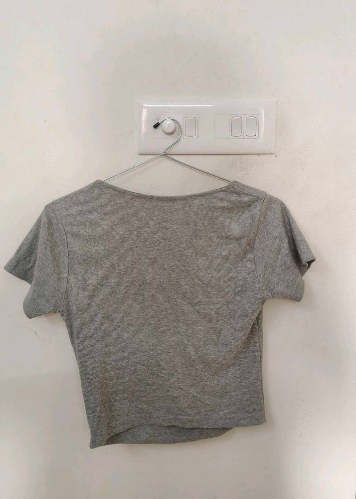 Grey Cropped T-Shirt
