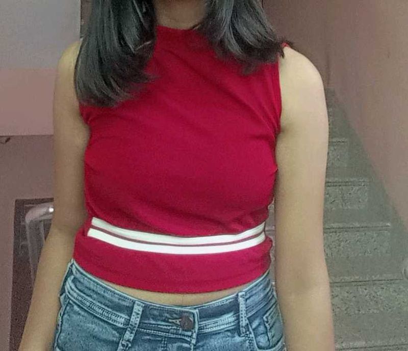 maroon-red women's top