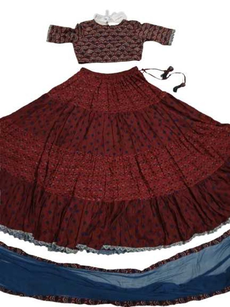 Maroon Printed Lehenga Choli Set