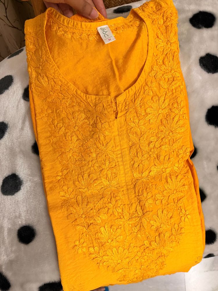 Vibrant Yellow Embroidered Kurta