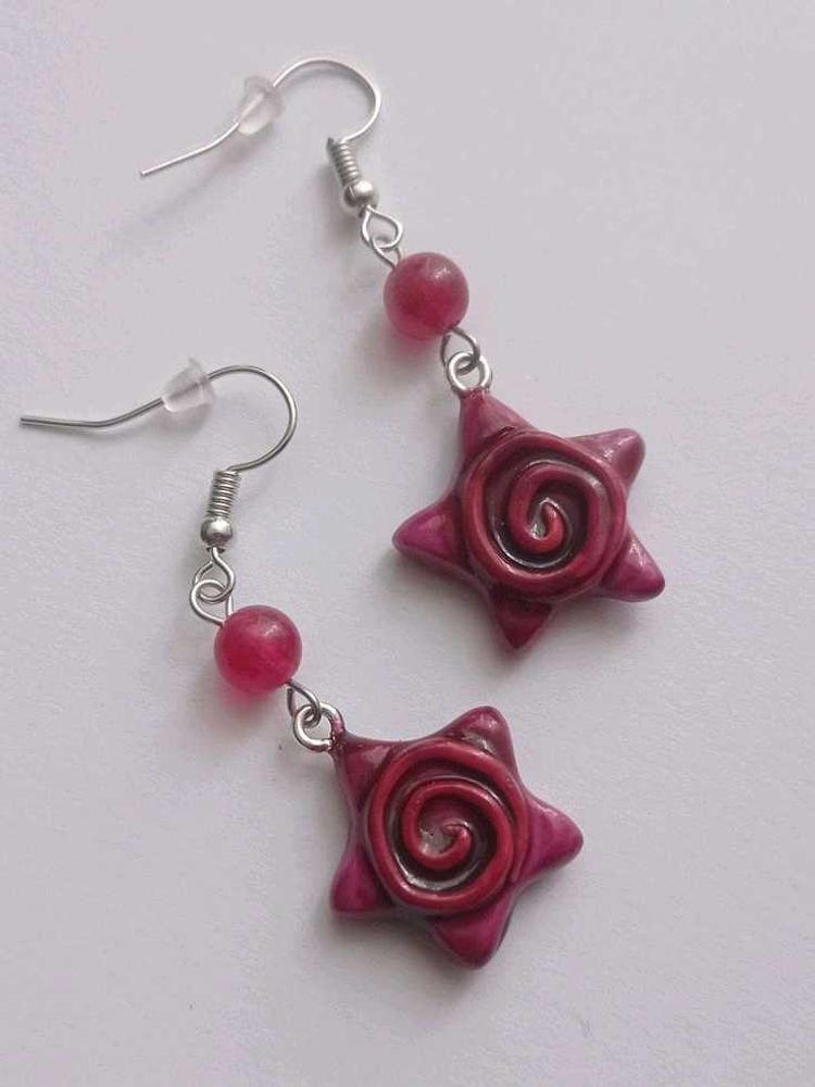 3  Unique Pink Star Earrings