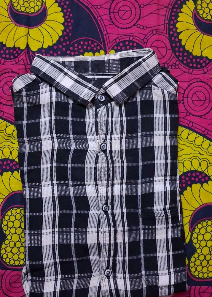 🏷️ Men's Black White Checkered Shirt | 100% Cotto