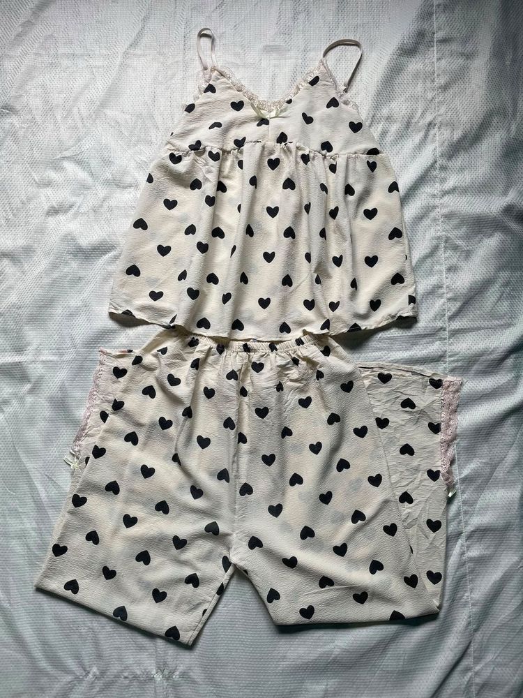 Cute Heart Print Pajama Set