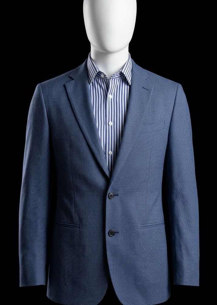 Men's Blue Blazer &amp; Striped Shirt Set