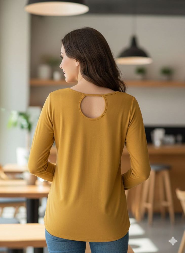 Stylish Mustard Top with Back Cutout Detail