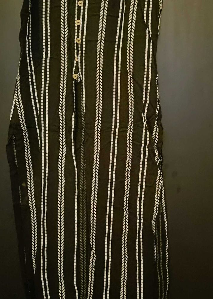 Striped Black &amp; White Kurta