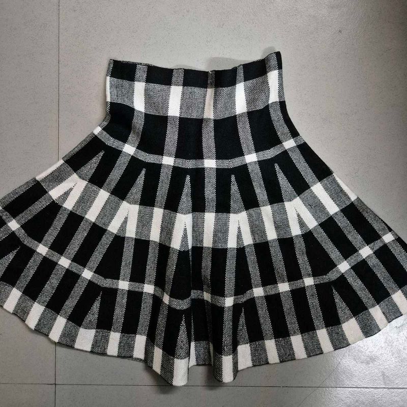 Woolen Korean Plaid Skirt