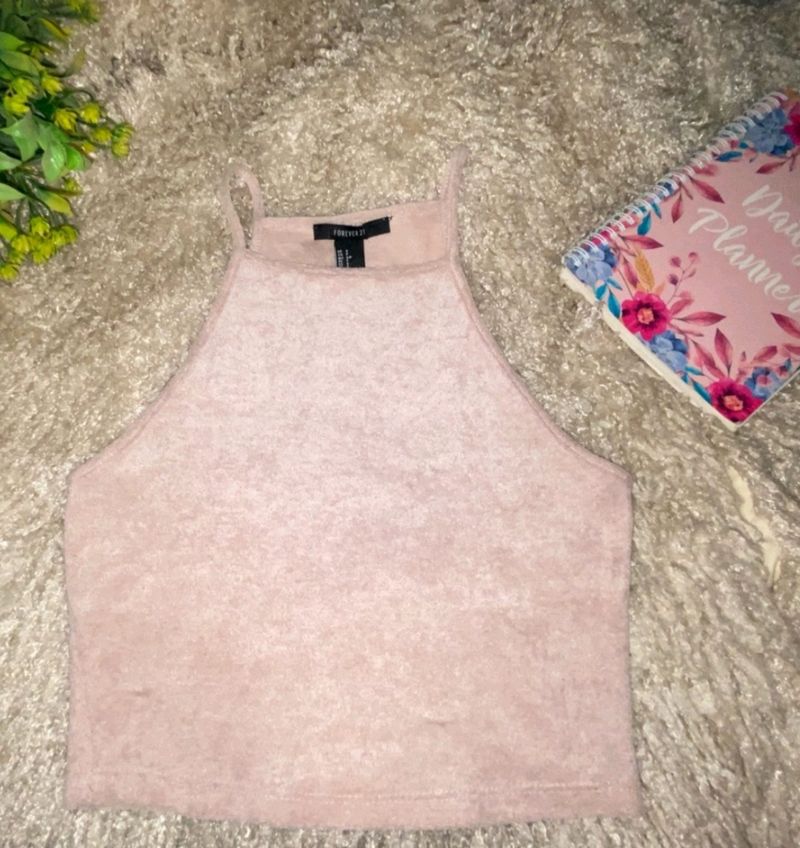 Blush Pink Velvet Forever 21 Crop