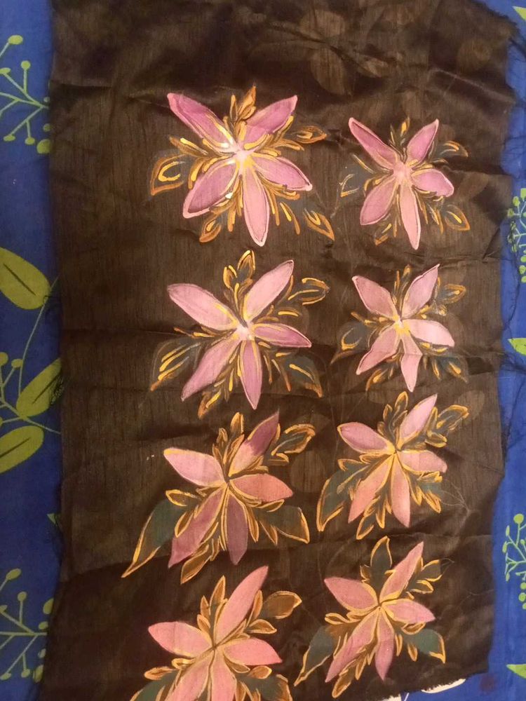 Hand Painted Floral Fabric