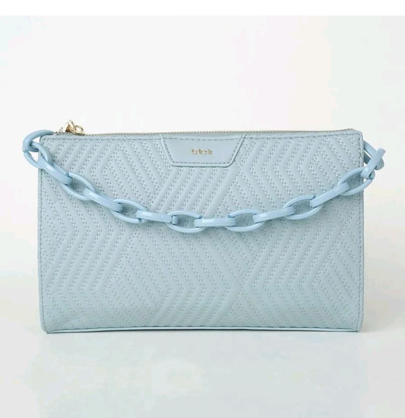 Iykyk Compact Cube Patterned Sky Blue Sling Bag