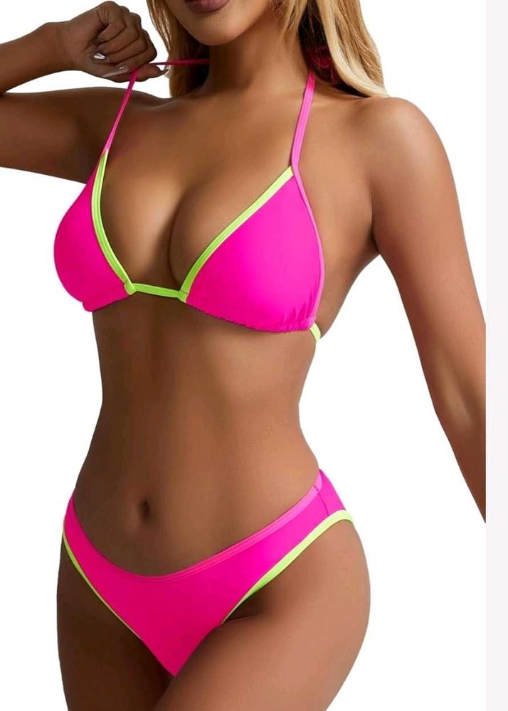 Hot Pink &amp; Neon Bikini Top