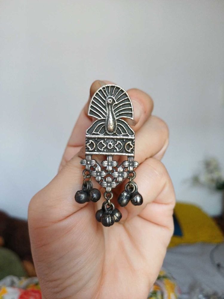 Brass Bohemian Peacock Dangle Earrings