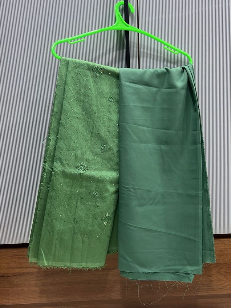 Elegant Green Dress Material with Embellishments