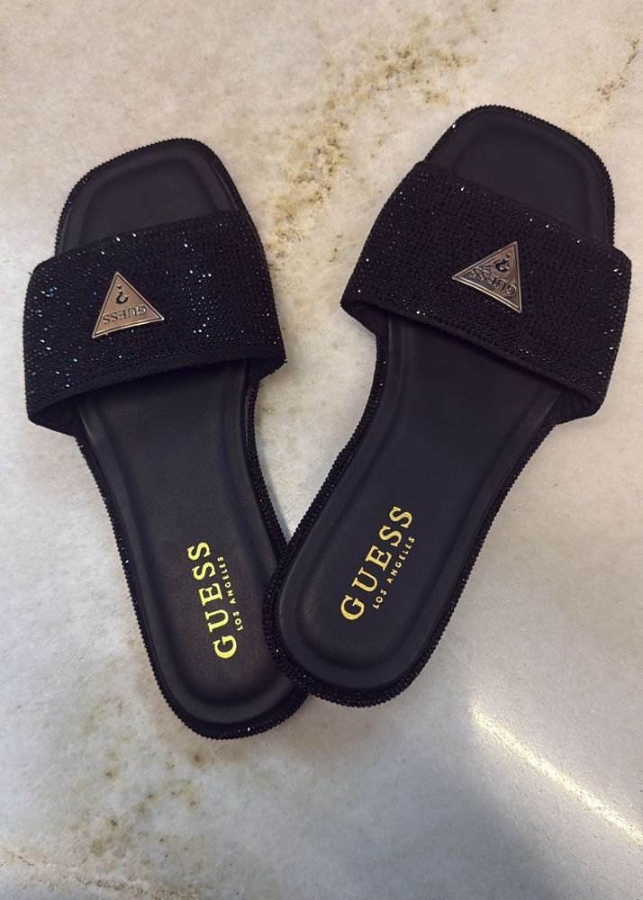 Guess Embellished Black Slides