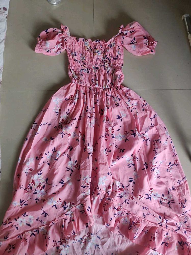 Pink Floral High-Low Dress