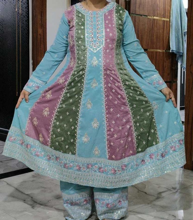 Embroidered Anarkali Kurta with Pants