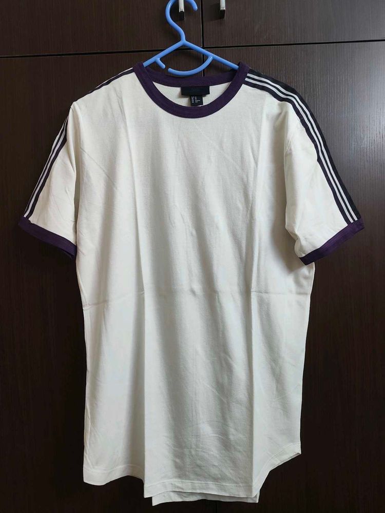 H&amp;M White &amp; Purple Striped T-Shirt