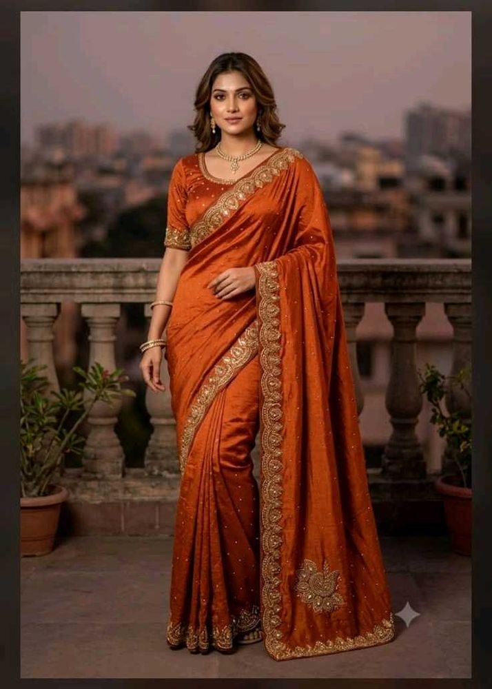 Elegant rust  Silk Saree