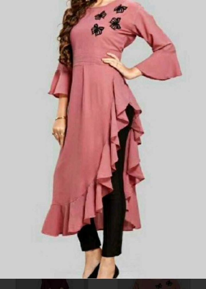 Stylish Ruffled Kurta and  floral short gown🩷